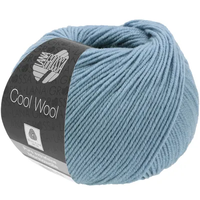 A ball of blue yarn with a label.