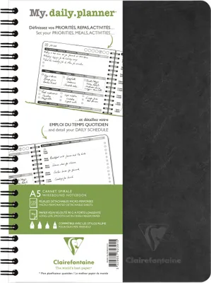 Produktbild von Clairefontaine 5x Kalenderbuch mit Doppelspirale A5 125 Blatt schwarz 782391C