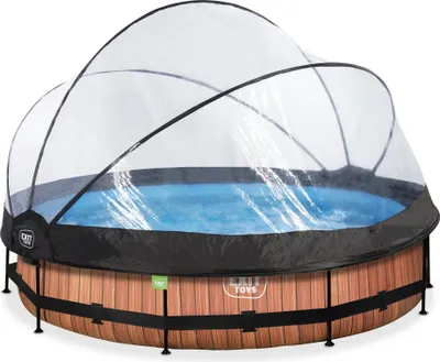 Produktbild von EXIT Wood Pool ø360x76cm mit Filterpumpe und Abdeckung - braun