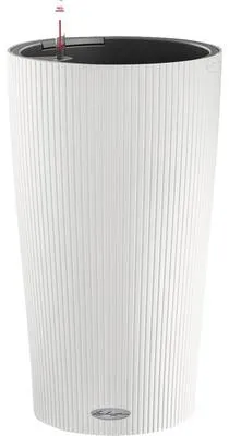 Obrázek produktu pro Plastový samozavlažovací květináč Lechuza Cilindro Color Ø 23 x 41 cm bílá včetně zavlažovacího systému, vložky na rostliny, substrátu a ukazatele hladiny vody