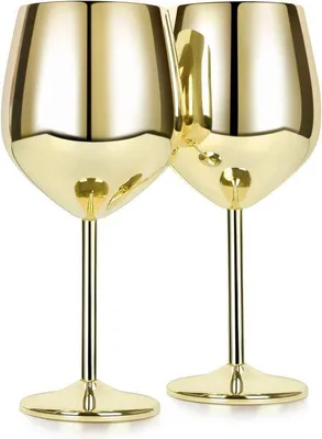 Image de Verres à vin en acier inoxydable doré, 50 cl, lot de 2