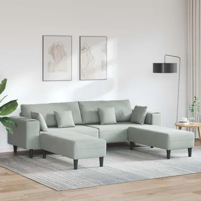 Produktbild von vidaXL Sofa 3 pcs Hellgrau 250 x 188 x 76 cm Samt