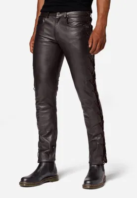 Immagine prodotto di Pantaloni stringati da uomo in pelle Cow Waxy - Brown / 38