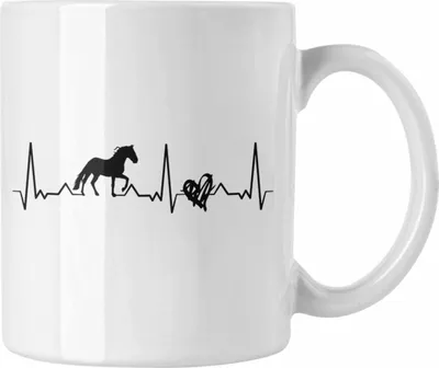 Produktbild von Trendation - Lustige Reiter Sprüche Geschenk Tasse Reiterin Pferde Mädchen Geschenkidee Pferde Herzschlag Herz (Weiß)