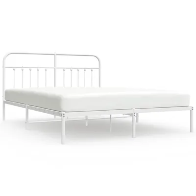Zdjęcie produktu dla Metalowa Rama Łóżka Z Wezgłowiem, Biała, 160X200 Cm Lumarko!