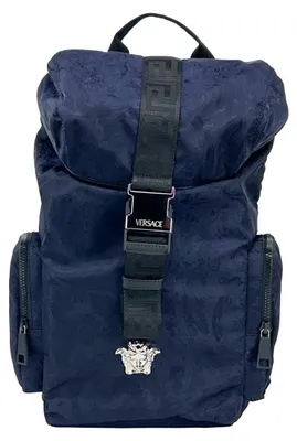 Produktbild von Versace Medusa Buckle Rucksack Nylon marine silberfarben