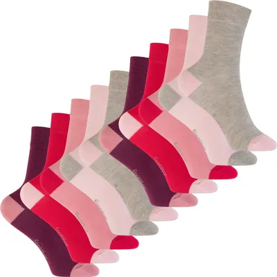 Produktbild von Footstar Kinder Baumwoll Socken (10 Paar) mit abgesetzter Ferse und Spitze - Berry 31-34