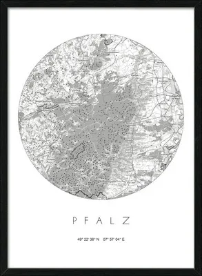 Produktbild von Gerahmtes Bild Pfalz Landkarte 53x73 cm