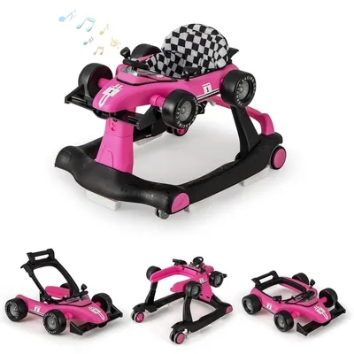 Produktbild von DREAMADE Lauflernhilfe, 4 in 1 Autoförmiger Lauflernwagen mit einstellbarer Geschwindigkeit, Musik & Licht, Babywalker ab 6 Monate (Purpur)