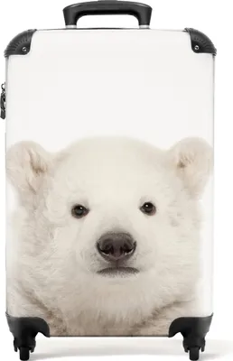 Produktbild von NoBoringSuitcases.com - Eisbär Kinderkoffer weiß - Passt in 55x40x20 cm und 55x35x25 cm - Handgepäck Koffer Kind - Trolley auf Rädern - Reisekoffer mit Rädern - Trolley Tasche Rollkoffer - Kindertrolley geeignet für Jungen und Mädchen - Koffer KinderHandgepäck Koffer 55x35x20 cm, 36L,