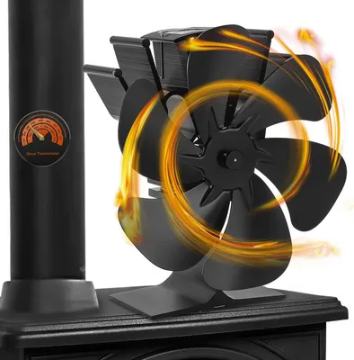 Obrázek produktu pro Jiubiaz Krbový ventilátor Ventilátor na kamna Krbový ventilátor bez elektřiny 6 Blade Fan Heater Fan Bez elektřiny Krbový ventilátor