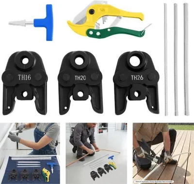 Obrázek produktu pro Sada hydraulických krimpovacích kleští pro trubky o průměru 16-26 mm - Černý nástroj pro kovozpracování