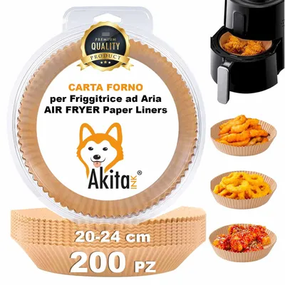 Immagine prodotto di Akitaink Carta Forno Friggitrice Aria 200 Fogli 20 24cm