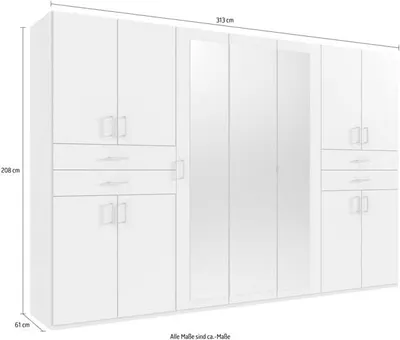 Produktbild von Kleiderschrank Taiga Drehtürenschrank 313x58x210cm weiß 11-türig