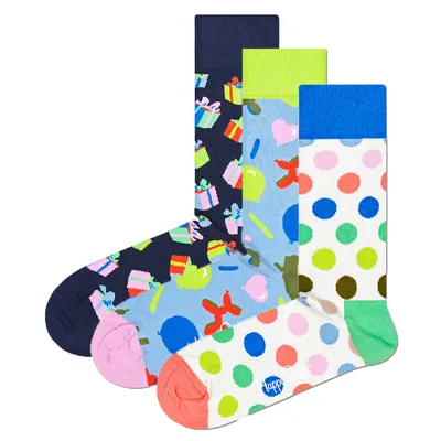 Produktbild von Happy Socks Happy Birthday Gift Set 3-Pack Uni Geschenks-Socken mehrfarbig, XBIR08-0150 - Gr. 36-40