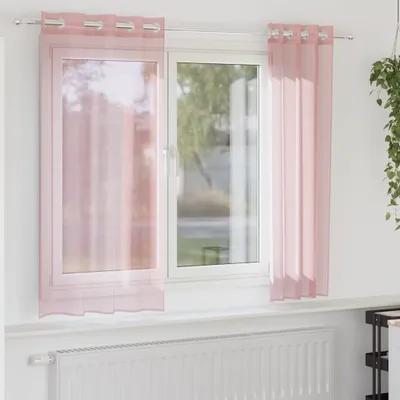 Produktbild von Voile Vorhänge mit Ösen 2 Stk. Rosa 140x140 cm, Gardinen & Vorhänge DesignMöbel