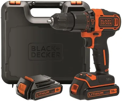 Immagine prodotto di Trapano Avvitatore a Percussione 18V con doppia batteria in valigetta BLACK+DECKER BDCHD18KB - 2 BATTERIE