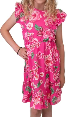 Produktbild von KMISSO Mädchen Volant Kleid schwingender Rock Rosenmotiv Pink 104