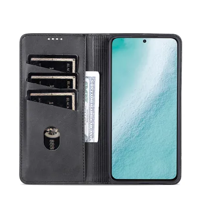 Produktbild von Galaxy S23+ Leder Hülle, Klapphüllen Brieftasche Magnetverschluss Ständer Schutzhülle für Samsung Galaxy S23+ Schwarz
