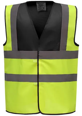Productafbeelding van Yoko - Hoge zichtbaarheid veiligheidsvest voor heren/dames, uniseks model LT6098 (XXL) (Zwart/Hoge zichtbaarheid geel)