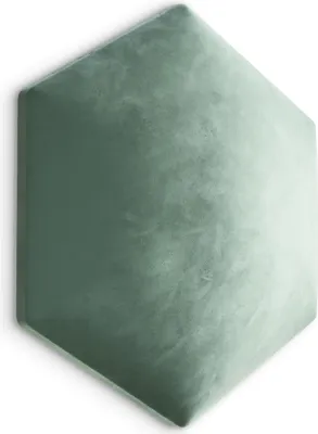 Produktbild von Muralo Polsterpaneel HEXAGON Wandpolster Wandkissen Bettkopfteil Wandpaneel Magic Velvet Mint 2227 26cm x 30cm