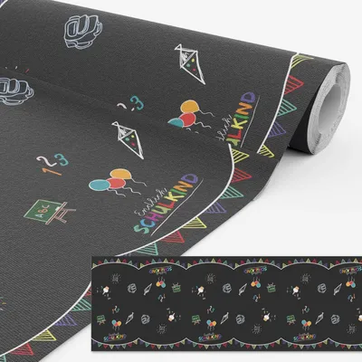 Produktbild von Tischläufer zum Schulanfang mit dem Motiv Endlich Schulkind, 40 cm breit, 24 Meter lang