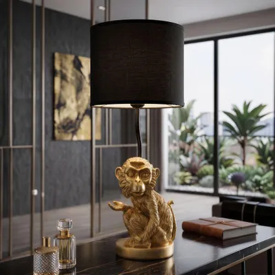 Immagine prodotto di Lampada da tavolo Sitzaffe, resina, oro e nero, 20x51,5 cm, design Mauro Ferretti