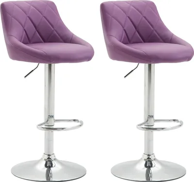 Produktbild von CLP 2er Set Barhocker Lazio Kunstleder höhenverstellbar und 360 Grad drehbar lila