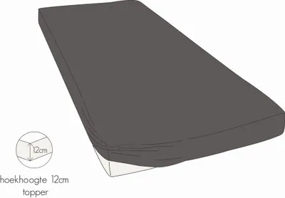 Produktbild von Kayori Shizu Perkal Spannbettlaken für Boxspringtopper 12cm Steg Größe 180x200cm Farbe Anthrazit