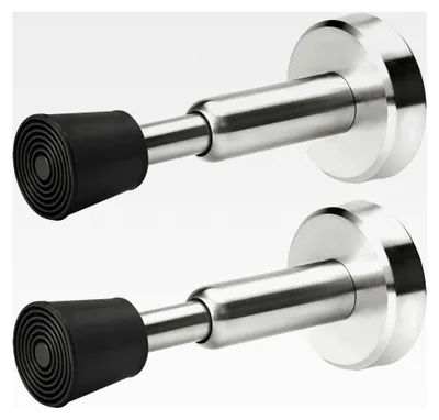 Produktbild von Feder-Türstopper, hydraulischer Edelstahl-Wand-Türstopper mit Gummispitze, 10,2 cm Höhe, gebürstetes Satin-Nickel, 2 Stück