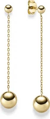 Produktbild von Ohrringe Ohrhänger Hängerstecker Kugel Ø 7,5mm 585 Gold Gelbgold, L: 45mm