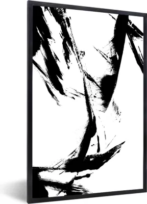 Produktbild von MuchoWow® Gerahmtes Poster Farbe - Schwarz - Abstrakt 60x90 cm - Poster mit Schwarzem Bilderrahmen Wandposter Rahmen Foto Bilder - Kunst