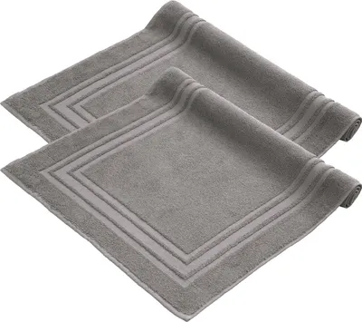 Produktbild von Komfortec Badvorleger Set 2 Teilig, Waschbar Duschmatte & Badteppich, 600 g/m² &100% Baumwolle, Saugfähig & Schnelltrocknend, 50 x 70 cm, Anthrazit