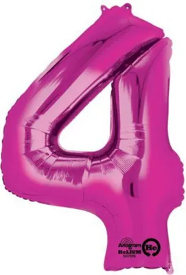 Image de amscan® 9907283 Ballon XXL chiffre 4 - rose