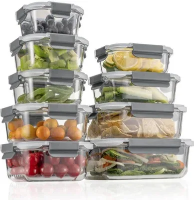 Produktbild von Frischhaltedosen Glas Meal Prep Boxen 18 Teile Türkis BPA-frei