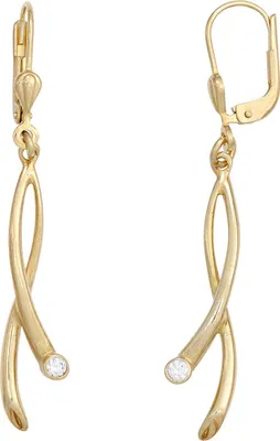 Produktbild von Ohrringe Ohrhänger mit Zirkonia weiß 375 Gold Gelbgold Ohrschmuck Damen