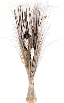 Produktbild von Kobolo Dekobündel Deko-Bündel 100 cm weiß braun natur runder Boden - Kunstpflanze künstliche Kunstblume Echtholzstamm Zimmerpflanze Decorative bundle