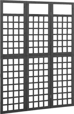 Produktbild von vidaXL Spalier/Paravent 3-teilig Massivholz Tanne Schwarz 121x180 cm