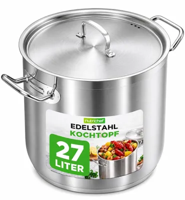 Produktbild von NutriChef Edelstahl Kochtopf 28,4L Induktion – Suppentopf mit Deckel, Profiquali