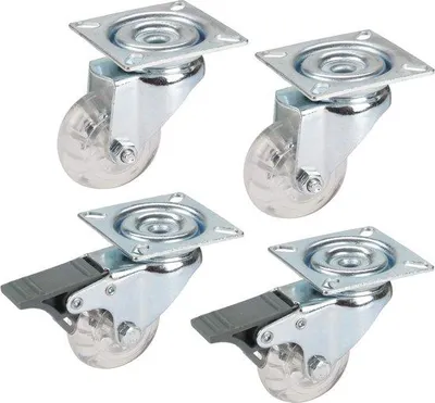 Obrázok produktu pre Dizajnové otočné kolieska do 40 kg, s doskou a celkovou brzdou, 50 x 73 x 20 mm