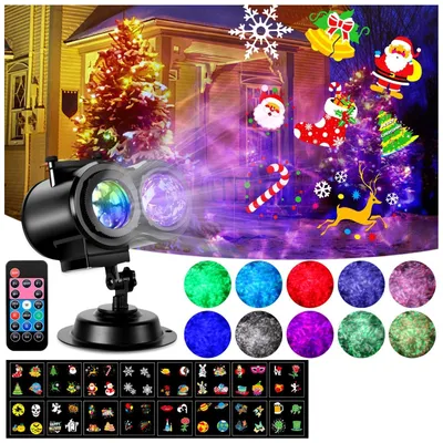 LED-Projektor mit 10 HD-Dias, Ozeaneffekt, Fernbedienung, für Außen