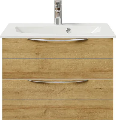Produktbild von Pelipal Badmöbel-Set Sunline 300 BxHxT 67 x 49,9 x 48 cm Frontfarbe eiche riviera Badmöbel-Set mit Waschtisch Mineralmar