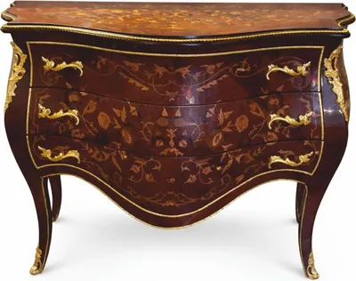Produktbild von Casa Padrino Barock Kommode mit 3 Schubladen Braun Intarsien / Gold 125 cm