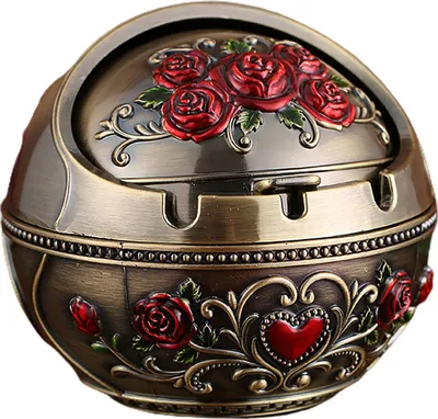 Produktbild von Aschenbecher Haushaltsheimdekoration Zinklegierung Retro großer Aschehalter mit Deckel für Zuhause-2