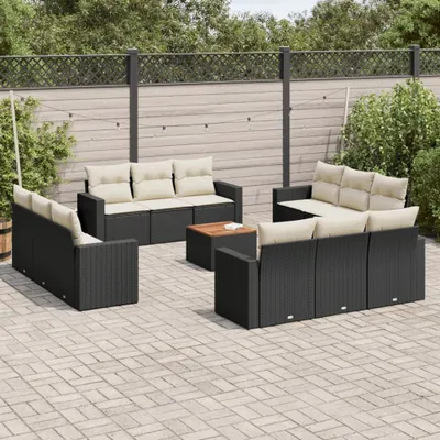 Produktbild von CLORIS 13-tlg. Garten-Sofagarnitur mit Kissen Schwarz Poly Rattan 3256385