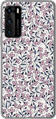 Produktbild von MuchoWow® Handyhülle Schutzhülle Hülle für Telefoonhoesje Huawei P40 Mädchen - Blumen - Rosa - Muster - Mädchen - Kinder - Mädchen Silikon Softcase Handy Hülle - Handytasche