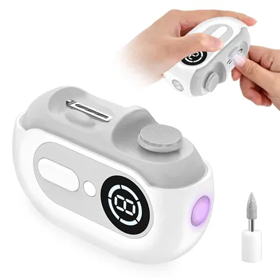 Produktbild von Mapille 4 in 1 Elektrischer Nagelknipser,Nagelknipser elektrisch,Elektrische nagelknipser,Nagelschneider elektrisch,Elektrischer nagelschneider,mit LED-Licht,2 Schleifköpfe,für Baby,Erwachsene