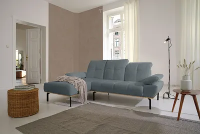 Produktbild von DOMO Collection Ecksofa 100010, L-Form mit Kopfstützen- und Armlehnenverstellung, 242 x 170 x 87 cm (BxTxH), grau