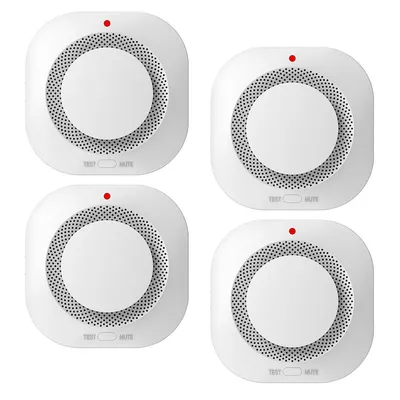 Produktbild von 4er Pack Rauchmelder, Feueralarm mit LED-Anzeige, kompakt & tragbar für Küche & Schlafzimmer, Batterien nicht enthalten