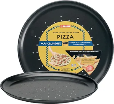 Pizzaplatte Moka 32 cm, Metall, schwarz, 32 x 32 x 2 cm